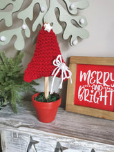 Load image into Gallery viewer, Red Knitted Tree in Painted Terracotta pots
