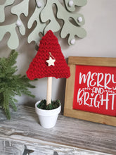 Load image into Gallery viewer, Red Knitted Tree in Painted Terracotta pots
