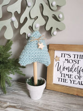 Load image into Gallery viewer, Duck Egg Knitted Tree in Painted Terracotta pots
