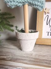Load image into Gallery viewer, Duck Egg Knitted Tree in Painted Terracotta pots
