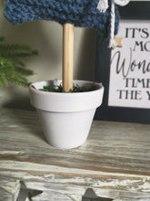 Load image into Gallery viewer, Blue Knitted Tree in Painted Terracotta pots
