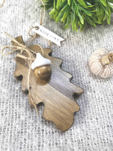 Load image into Gallery viewer, Wooden Hanging Oak Leaf &amp; Wooden Acorn - children gift keepsake memory Teachers Gift Autumn home decor New Home Gift
