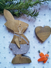 Load image into Gallery viewer, Wooden Rabbit Bunny, Easter gift ornament , Nursery, Mothers Day , Home Decor Gift Neutral interior Hygge home
