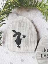 Load image into Gallery viewer, Wooden Easter Eggs set of Two, rabbit decoration spring decor
