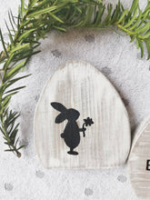 Load image into Gallery viewer, Wooden Easter Eggs set of Two, rabbit decoration spring decor
