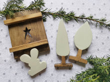 Load image into Gallery viewer, Wooden teardrop shaped trees set of Two, rustic home decor, nursery decoration, Easter farmhouse Country kitchen
