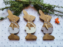 Load image into Gallery viewer, Wooden Rabbit Bunny, Easter gift ornament , Nursery, Mothers Day , Home Decor Gift Neutral interior Hygge home
