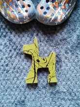 Load image into Gallery viewer, Wooden dog, paint splats wooden dog, Home Decor, Interior gifts, boys bedroom decor, dog lover gift, Letterbox gift
