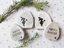 Load image into Gallery viewer, Wooden Easter Eggs set of Two, rabbit decoration spring decor
