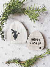 Load image into Gallery viewer, Wooden Easter Eggs set of Two, rabbit decoration spring decor
