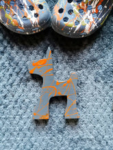 Load image into Gallery viewer, Wooden dog, paint splats wooden dog, Home Decor, Interior gifts, boys bedroom decor, dog lover gift, Letterbox gift
