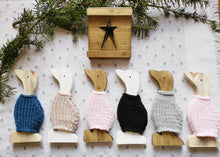 Load image into Gallery viewer, Wooden Duck with knitted wooly jumper, Letterbox gift, Wooden home decor gifts, Country decor,
