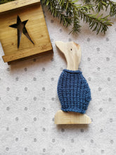 Load image into Gallery viewer, Wooden Duck with knitted wooly jumper, Letterbox gift, Wooden home decor gifts, Country decor,
