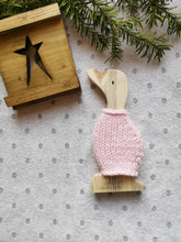 Load image into Gallery viewer, Wooden Duck with knitted wooly jumper, Letterbox gift, Wooden home decor gifts, Country decor,
