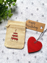 Load image into Gallery viewer, Birthday Gift lockdown, Letterbox gift, Treat bag with wooden heart,
