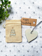 Load image into Gallery viewer, Birthday Gift lockdown, Letterbox gift, Treat bag with wooden heart,
