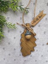 Load image into Gallery viewer, Wooden Hanging Oak Leaf &amp; Wooden Acorn - children gift keepsake memory Teachers Gift Autumn home decor New Home Gift
