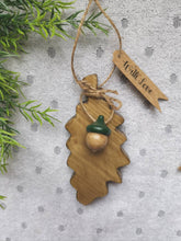 Load image into Gallery viewer, Wooden Hanging Oak Leaf &amp; Wooden Acorn - children gift keepsake memory Teachers Gift Autumn home decor New Home Gift
