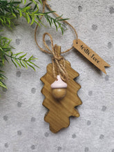 Load image into Gallery viewer, Wooden Hanging Oak Leaf &amp; Wooden Acorn - children gift keepsake memory Teachers Gift Autumn home decor New Home Gift
