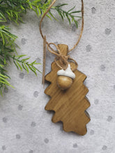 Load image into Gallery viewer, Wooden Hanging Oak Leaf &amp; Wooden Acorn - children gift keepsake memory Teachers Gift Autumn home decor New Home Gift
