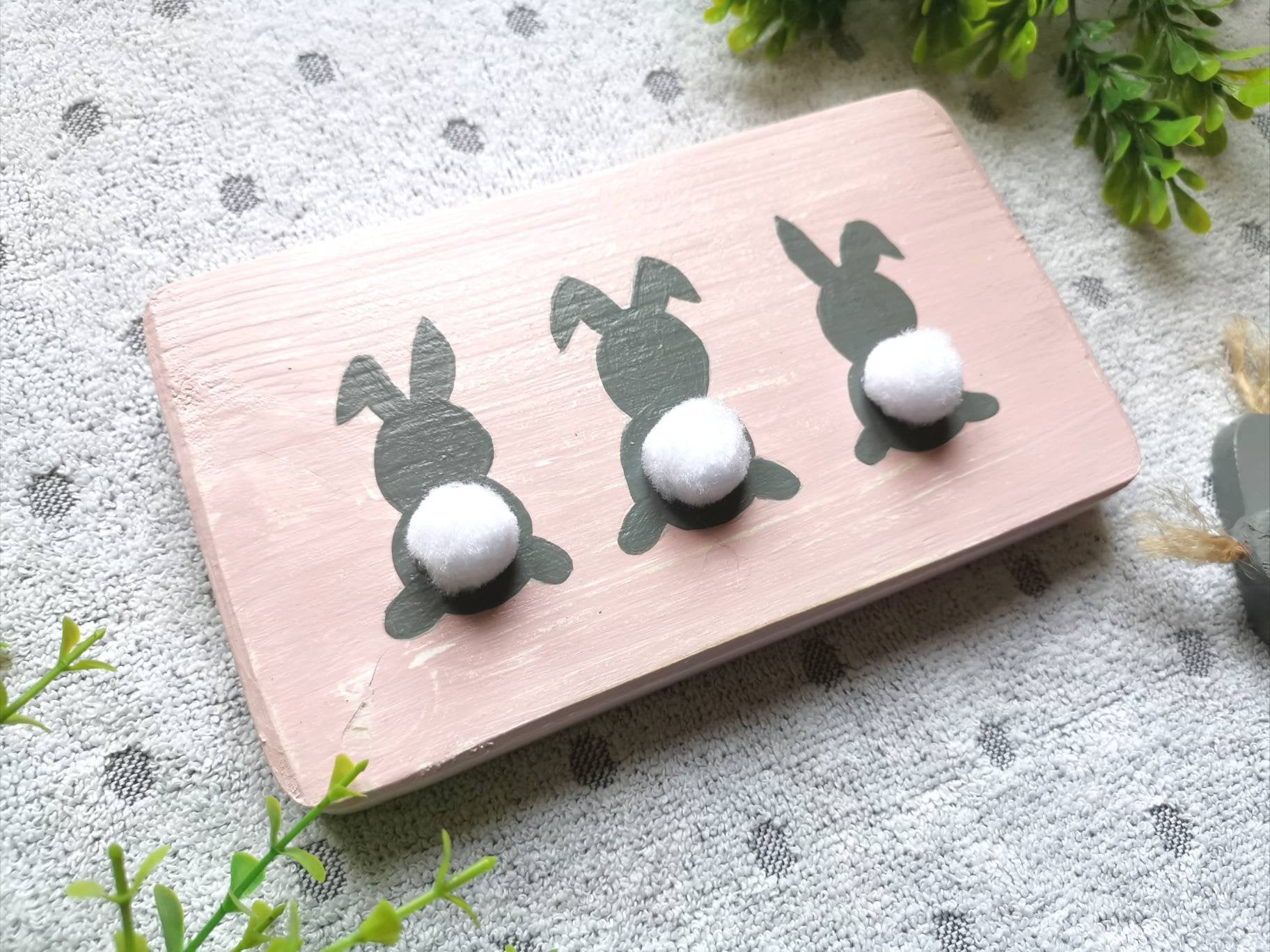 Horizontal Rabbit Plaque Wooden bunny sign, Rabbit plaque, home interiors, tiered tray decor, E ...