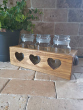 Load image into Gallery viewer, Tea coffee sugar cannisters with holder, wooden jar storage, kitchen accessories

