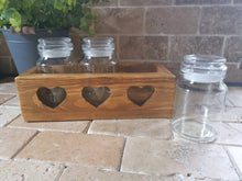 Load image into Gallery viewer, Tea coffee sugar cannisters with holder, wooden jar storage, kitchen accessories
