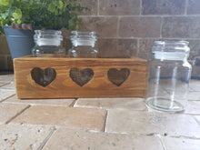 Load image into Gallery viewer, Tea coffee sugar cannisters with holder, wooden jar storage, kitchen accessories

