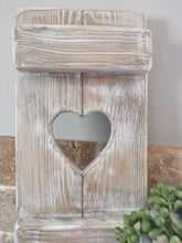 Load image into Gallery viewer, Rustic Shutter Panel, wooden primitive home decor, heart shutter, rustic white interiors
