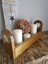 Load image into Gallery viewer, Wooden Trug, Wooden storage Crate, Table centrepiece, candle display, table decor, table display
